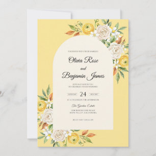 Invitation Mariage Crèmeuse Pétales D'or