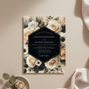 Invitation Mariage Crépusculaire Floral Crème