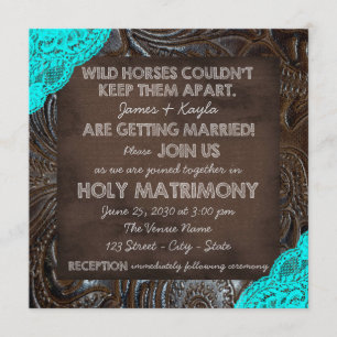 Invitation Mariage Cuir et Dentelle