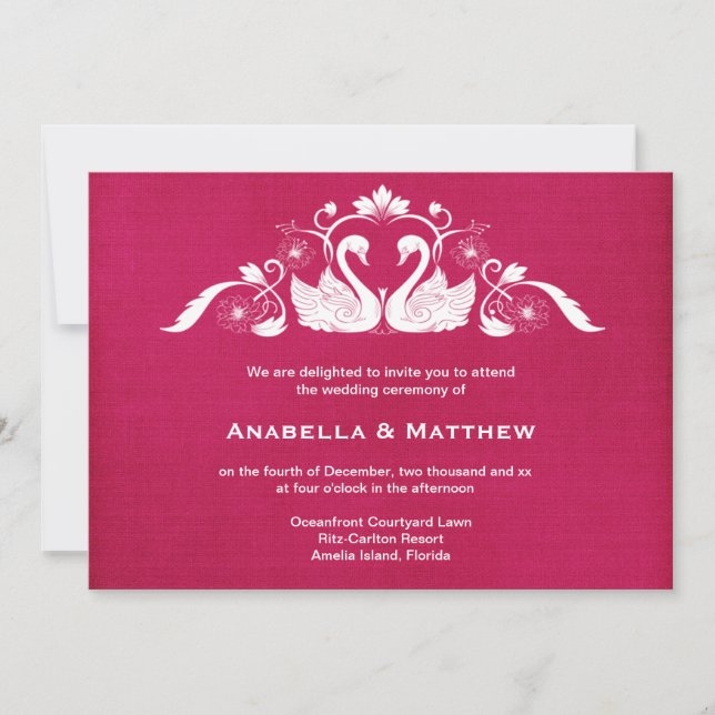 Invitation Mariage cygne (Devant)