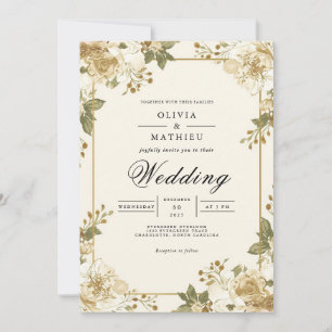 Invitation Mariage d'accents floraux vieillissants