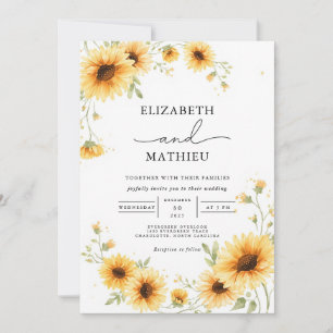 Invitation Mariage d'accentuation de l'arc de tournesol doré
