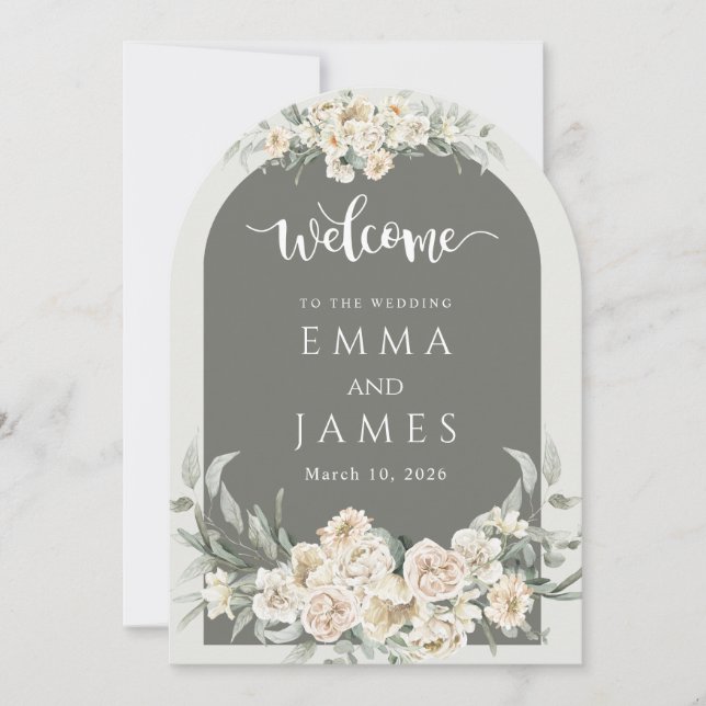 Invitation Mariage d'Affiche de bienvenue simple vert (Devant)