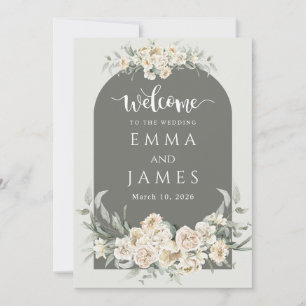 Invitation Mariage d'Affiche de bienvenue simple vert