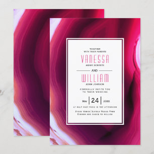 Invitation Mariage d'agate rose Fuchsia