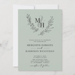 Invitation Mariage d'âge de code QR de couronne de monogramme