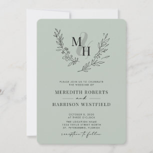 Invitation Mariage d'âge de code QR de couronne de monogramme