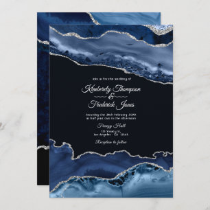 Invitation Mariage d'âge marine et argent