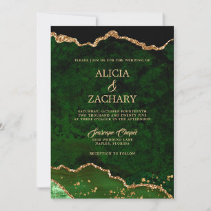 Invitation Mariage d'âge vert Parties scintillant or