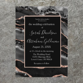 Invitation Mariage d'agrafe d'or Rose noir personnalisé
