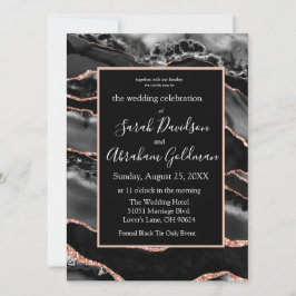 Invitation Mariage d'agrafe d'or Rose noir personnalisé