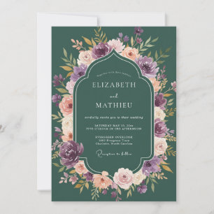 Invitation Mariage Dahlia Améthyste Sarcelle