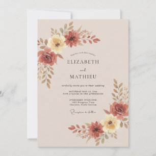 Invitation Mariage Dahlia Champagne Terracotta