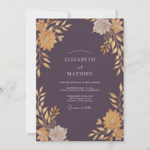 Invitation Mariage Dahlia Moutarde Prune