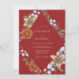 Invitation Mariage Dahlia Orange Brique