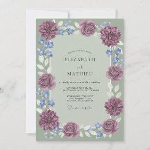 Invitation Mariage Dahlia Pervenche Améthyste