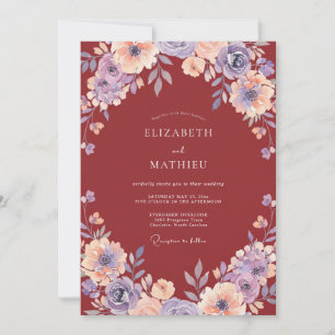 Invitation Mariage Dahlia Rouge Brique