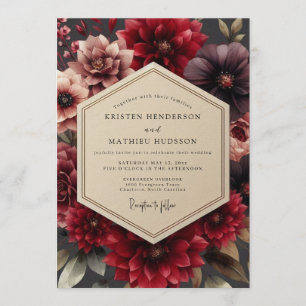 Invitation Mariage Dahlia Somptueux Grenat
