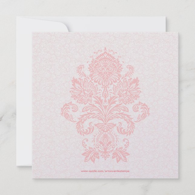 Invitation Mariage damassé florale rose et blanc Sift Invitat (Devant)