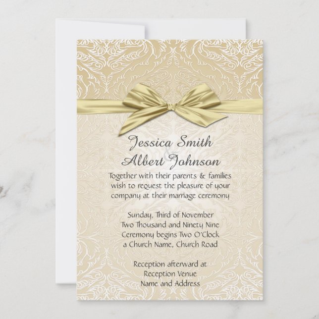 Invitation Mariage damassé Gold Sparkle (Devant)