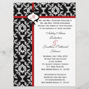 invitation Mariage damassé noir et blanc