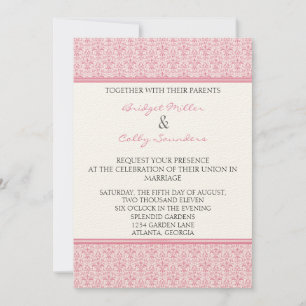 Invitation Mariage damassé romantique, rose pétale