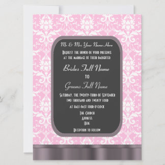 Invitation Mariage damassé rose et blanc