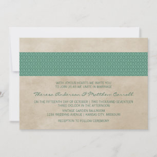 Invitation Mariage damassé rustique vert