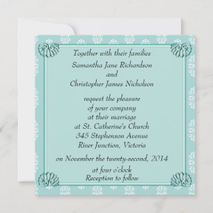 Invitation Mariage damassé turquoise
