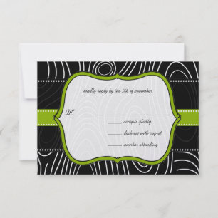 Invitation Mariage damassé Vintage Apple Green Bla