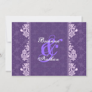 Invitation Mariage damassé violet blanc