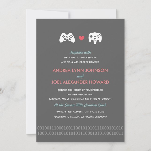 Invitation Mariage d'amour de contrôleur de Gamer (Devant)
