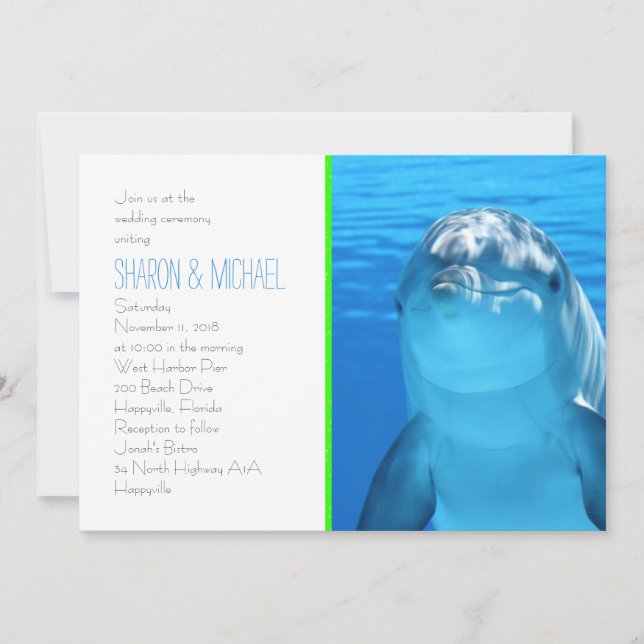Invitation Mariage d'amour pour le dauphin sous-marin (Devant)