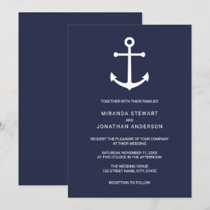 Invitation Mariage d'Ancre bleu marine moderne