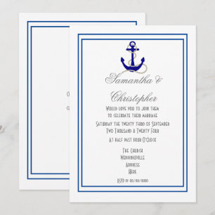 Invitation Mariage d'ancre de bateau nautique