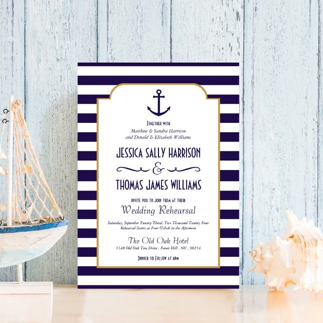 Invitation Mariage d'Ancre de la marine nautique et de la ban (Créateur téléchargé)