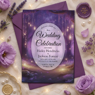 Invitation Mariage dans la forêt enchantée de Violet à minuit