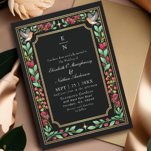Invitation Mariage dans un jardin floral botanique enchanteur