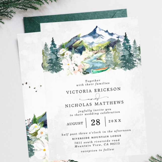 Invitation Mariage dans une forêt de montagne rustique avec a (Créateur téléchargé)