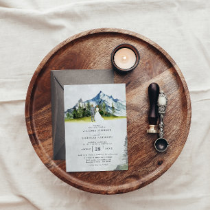 Invitation Mariage dans une forêt de montagne rustique avec d