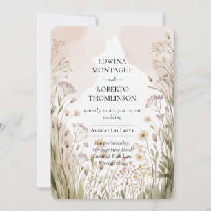 Invitation Mariage dans une Prairie de Fleurs Sauvages Hérita