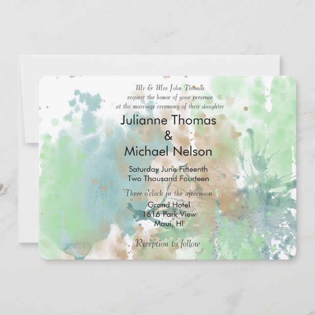 Invitation Mariage d'aquarelle (Devant)