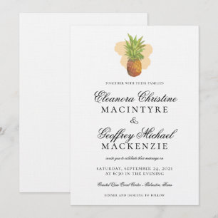 Invitation Mariage d'aquarelle à ananas de l'île tropicale
