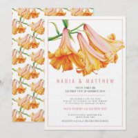 mariage d'aquarelle à fleurs de laine orange