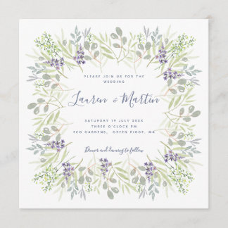 Invitation Mariage d'aquarelle à fleurs et olives modernes ru