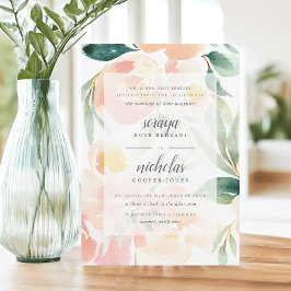 Invitation Mariage d'aquarelle à fond floral Airy Blush & Sag