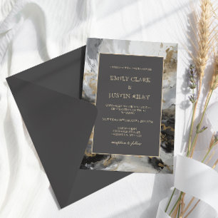 Invitation Mariage d'aquarelle artistique moderne Gold Anthra