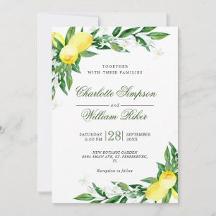 Invitation Mariage d'aquarelle aux citrons fleuris