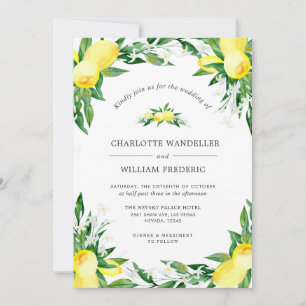 Invitation Mariage d'aquarelle aux citrons fleuris