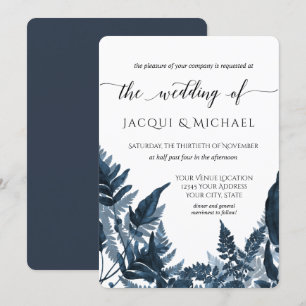 Invitation Mariage d'aquarelle Azure Blue Forest Foliage